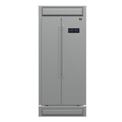 Forno Salerno 33" Built-in Stainless Steel Refrigerator 15.6 cu. ft - With Modern Decorative Grill - 37" Wide — FIN-0018115 | Fridge.com
