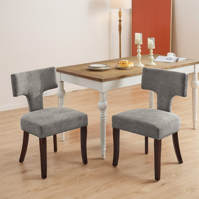 Linen Fabric Upholstered Side Chair Dining Chair (Set Of 2)