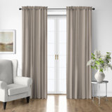 Shay Broad Ticking Stripe Natural Cotton Rod Pocket Drapery Panel Set of 2