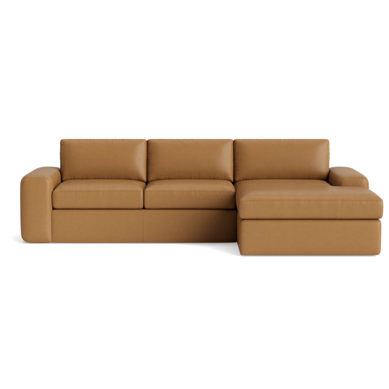 The OG Leather Chaise Sectional, Bison Butterscotch Top Grain Leather, Right Hand Facing