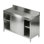 Table de 59 po en acier inoxydable, table en métal avec 2 tablettes, table de préparation de cuisine avec porte coulissante, Mesa de Acero inoxidable pour restaurant, maison, garage, buanderie (23,6 po x 59 po)