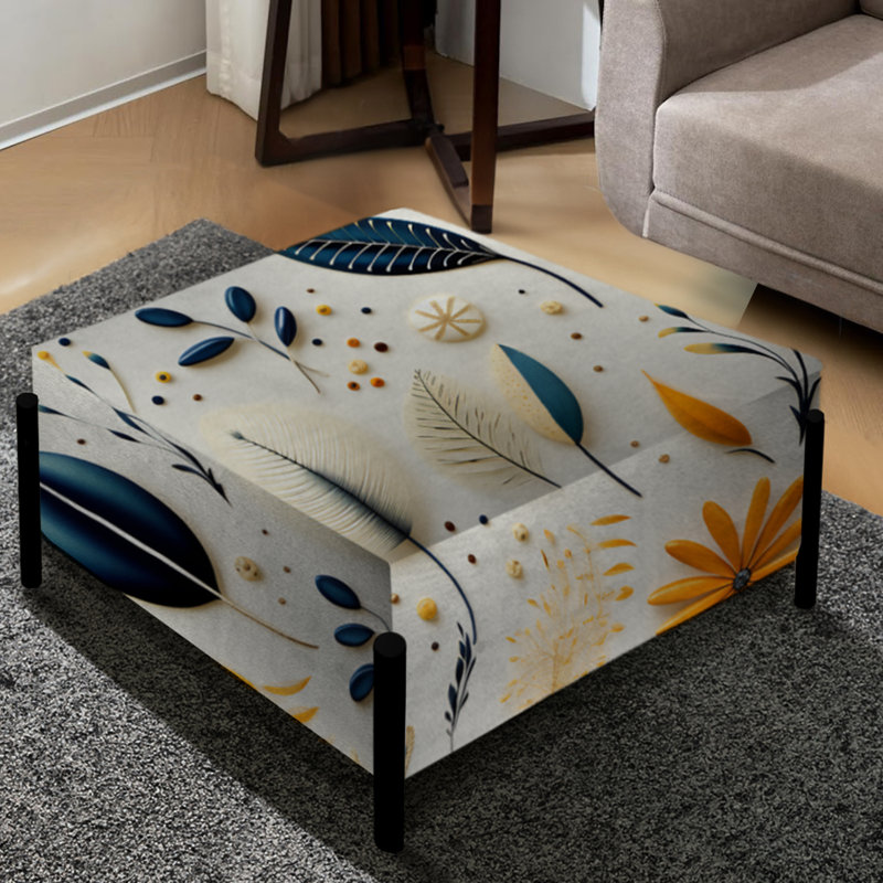 Fougère bleu et blanc avec motif bohème et minimalisme minimaliste floral