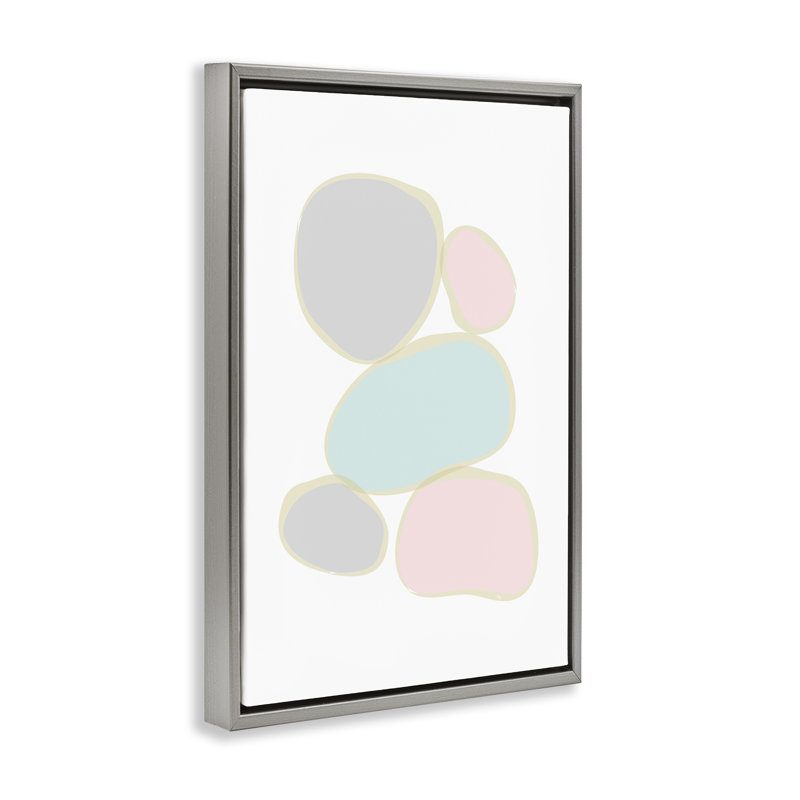 Minimal Pastel Pebbles, toile par Martina Pavlova, Cadre flottant gris lustré, H 25 po x l 17 po x P 1,7 po