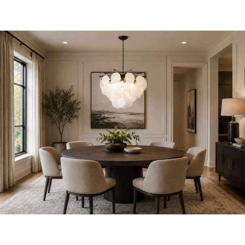 Transitional 7 Light Glass Petal Chandelier