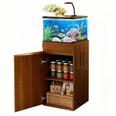 10-15 Gallon Fish Tank Stand with Storage Cabinet and Power Outlet