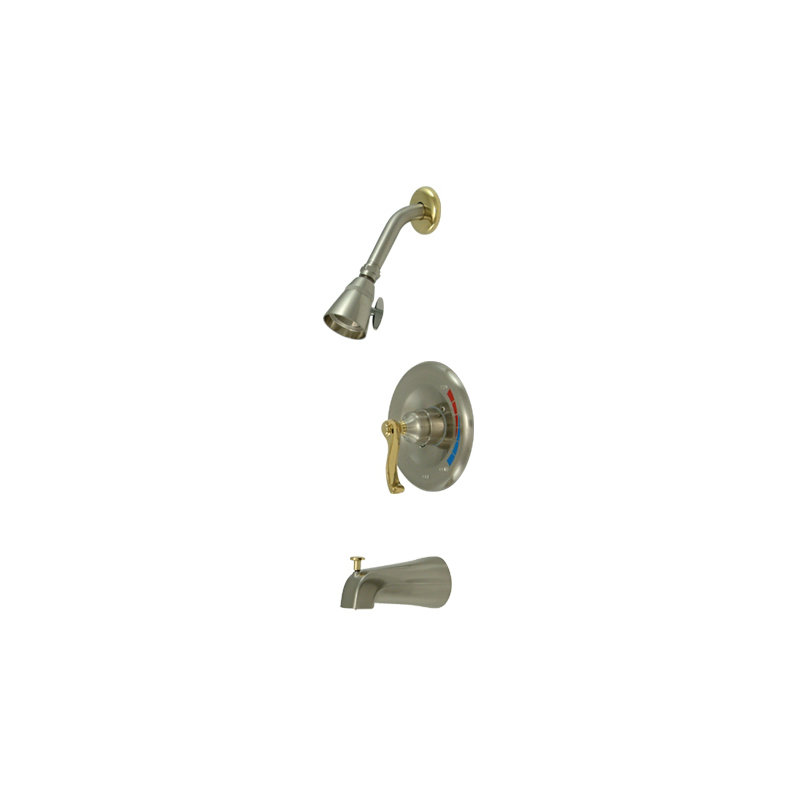Royal Trim Kit with French Lever Handles, Brushed Nickel / Polished Brass