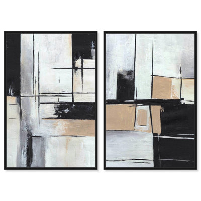 Shadow Set Canvas Set of 2 Neutral Art by 