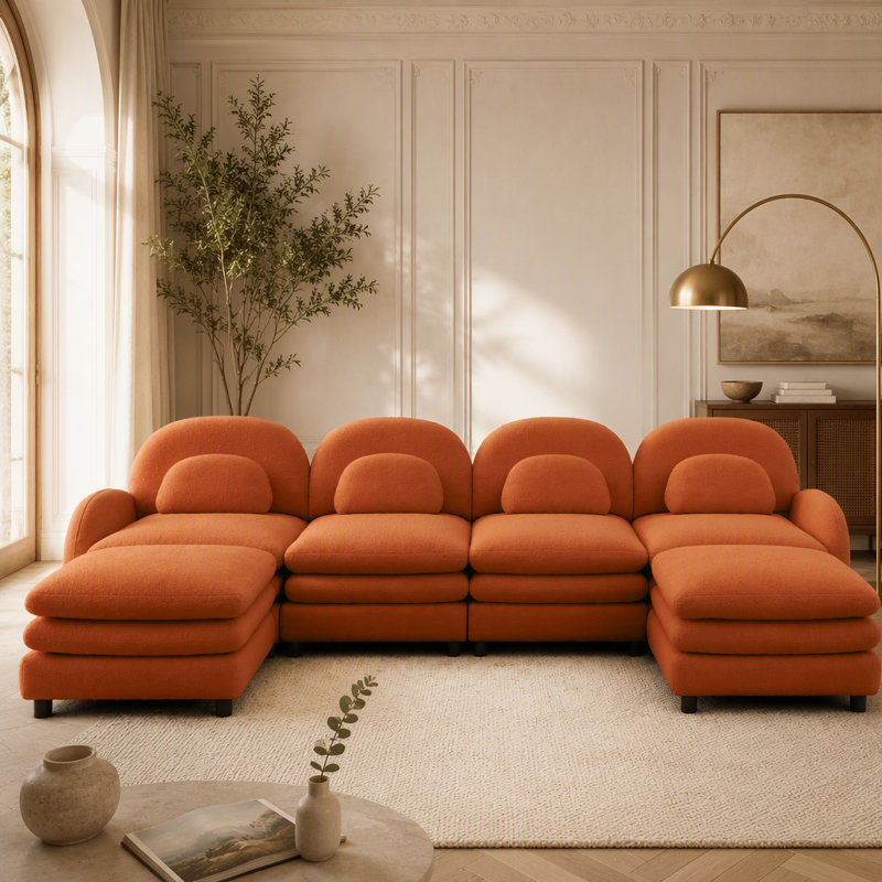 Canapé modulaire Teddy, 129.1" W, Orange Teddy