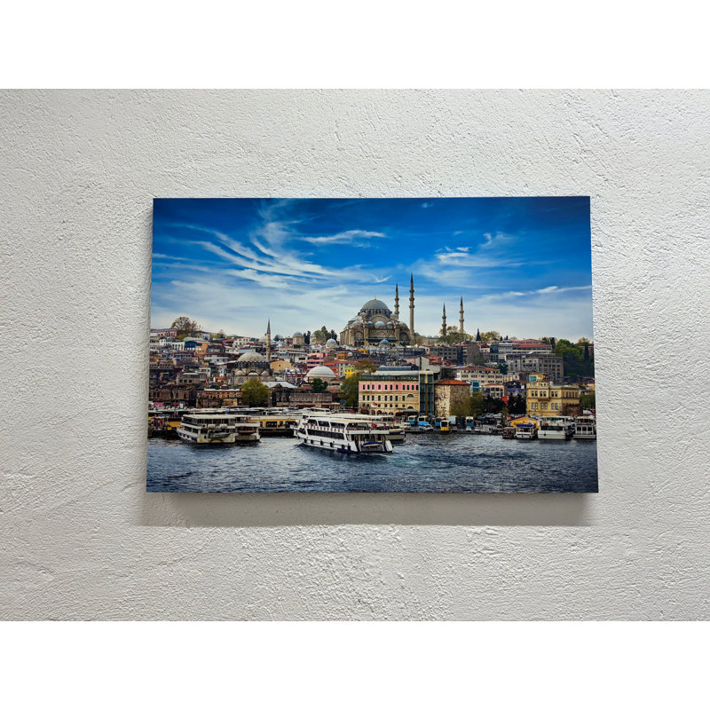 "Mosquée de Souleimaniye", impression sur toile, paysage urbain d'Istamboul, 1P or encadré