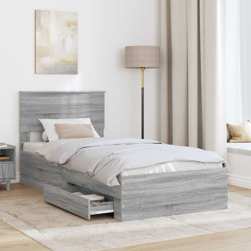 Bed Frame, Small Single (2'6), Silver/Grey Sonoma