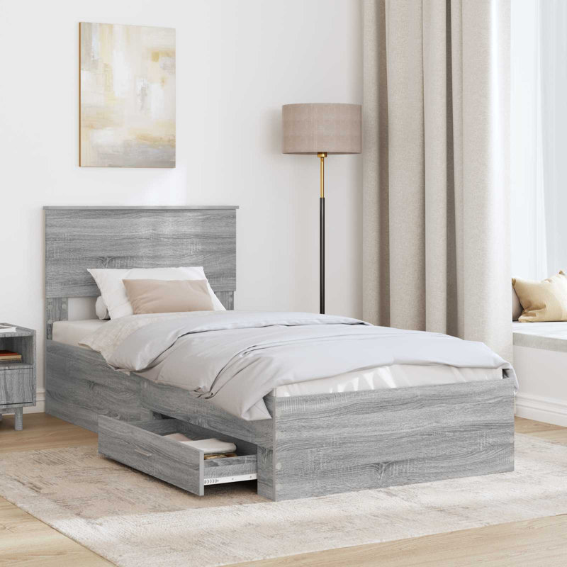 Bed, Silver/Grey Sonoma, Small Single (2'6)