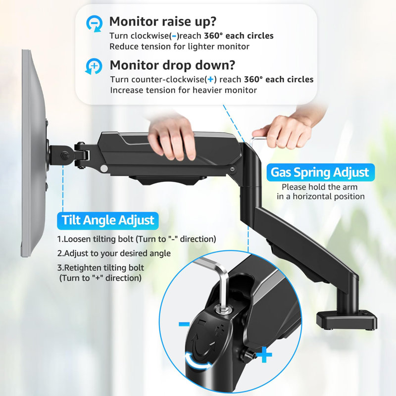 Single Monitor Desk Mount Holds Screen up to 32 inch, Black