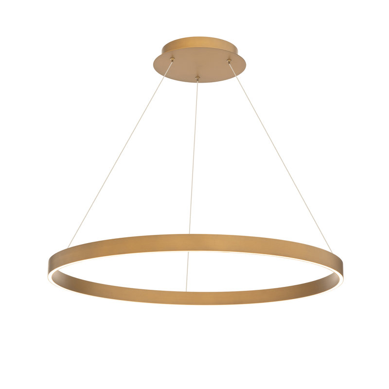 Sirius Unique Drum Dimmable LED Pendant, Antique Brass, 1.625" H x 30.38" W x 30.38" D
