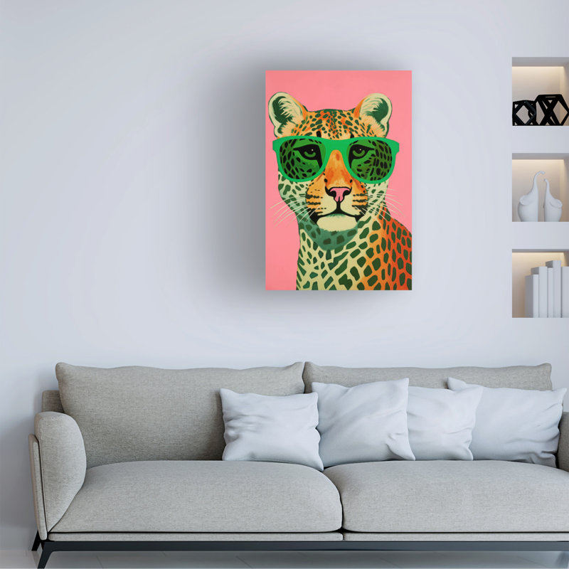 Leo avec des lunettes sur toile par Treechild, H 47 po x l 30 po x P 2 po