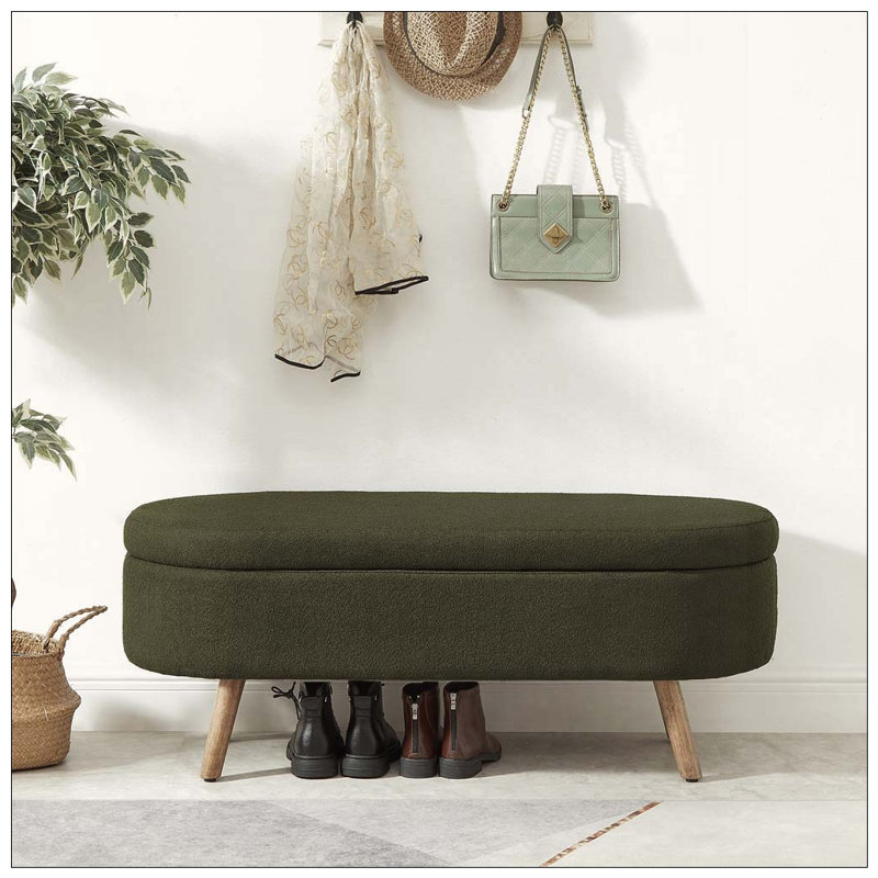 Banc de rangement avec repose-pieds ovale, Dark Green
