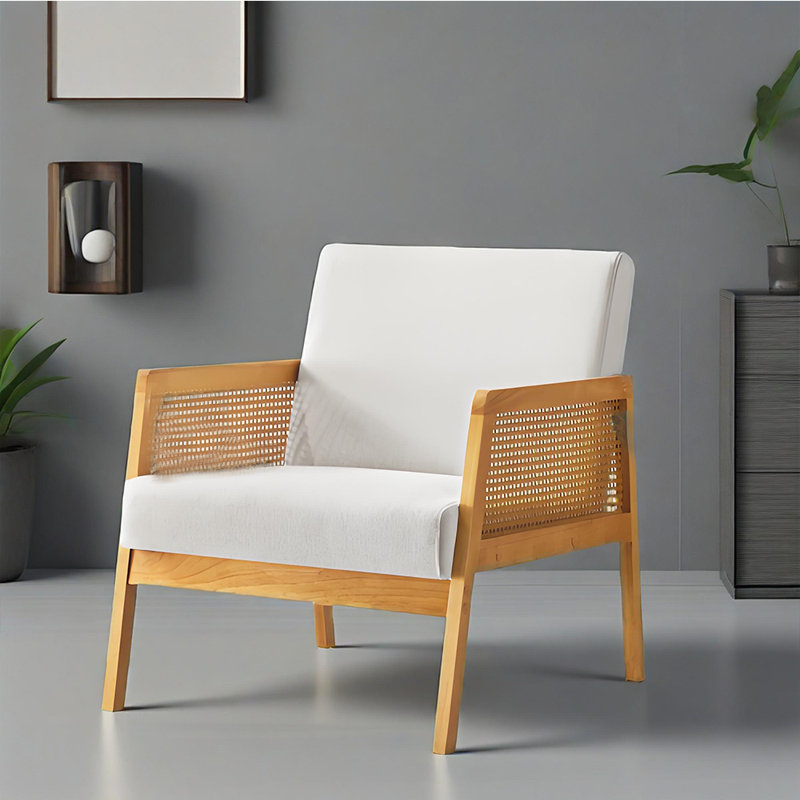 Chaise avec accoudoirs avec structure en bois massif pour salon