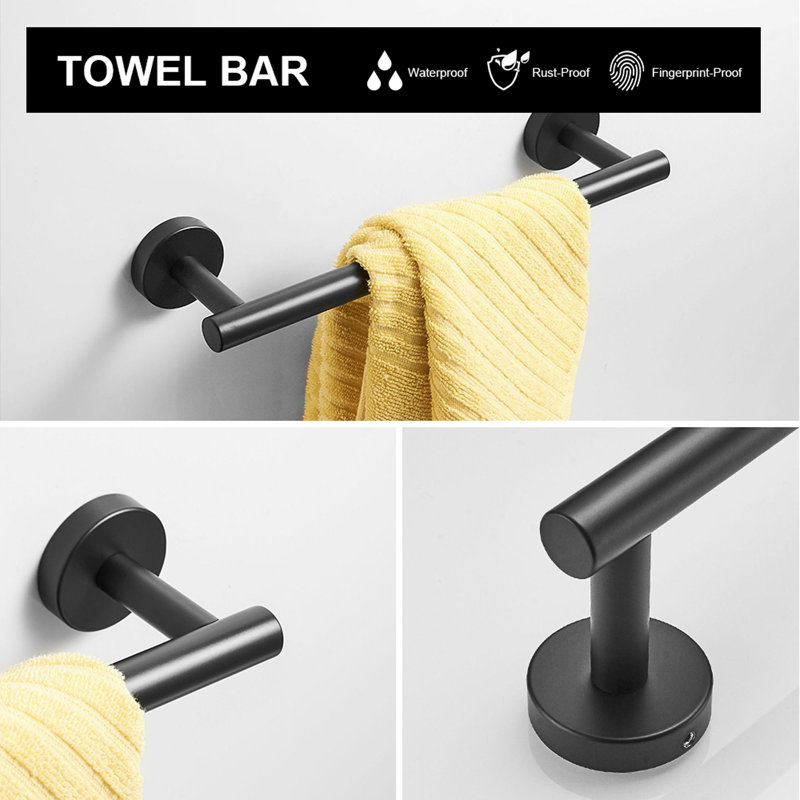 Ensemble de quincaillerie de salle de bain 5 pièces, Noir mat