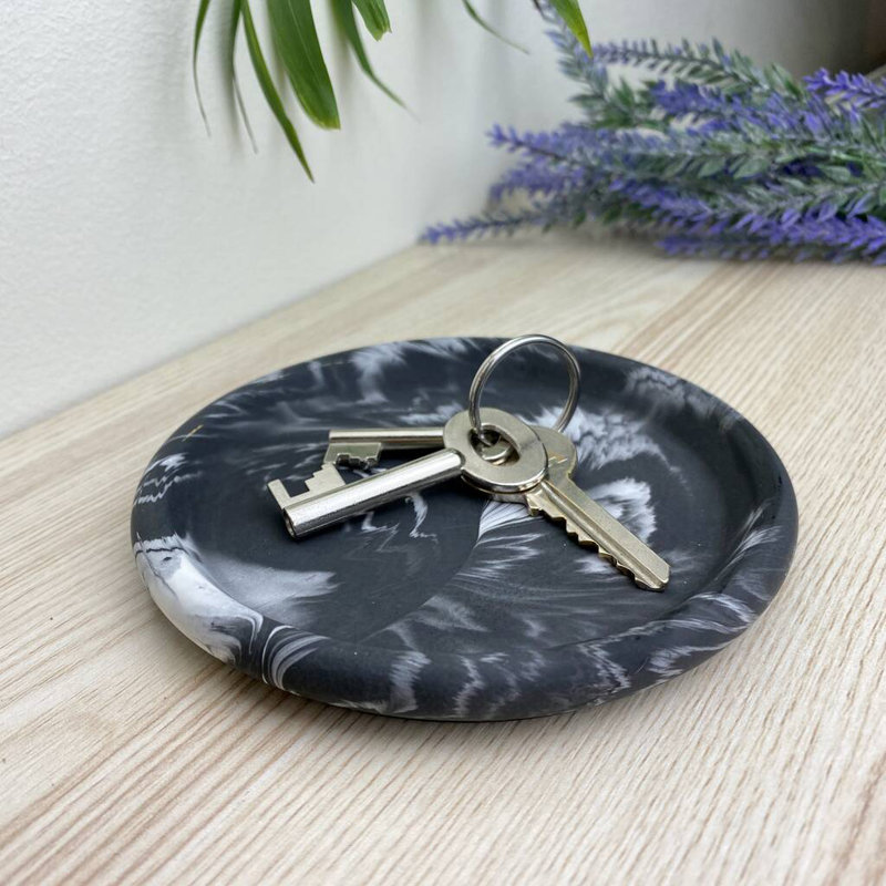 Round Trinket Tray Dish, Black