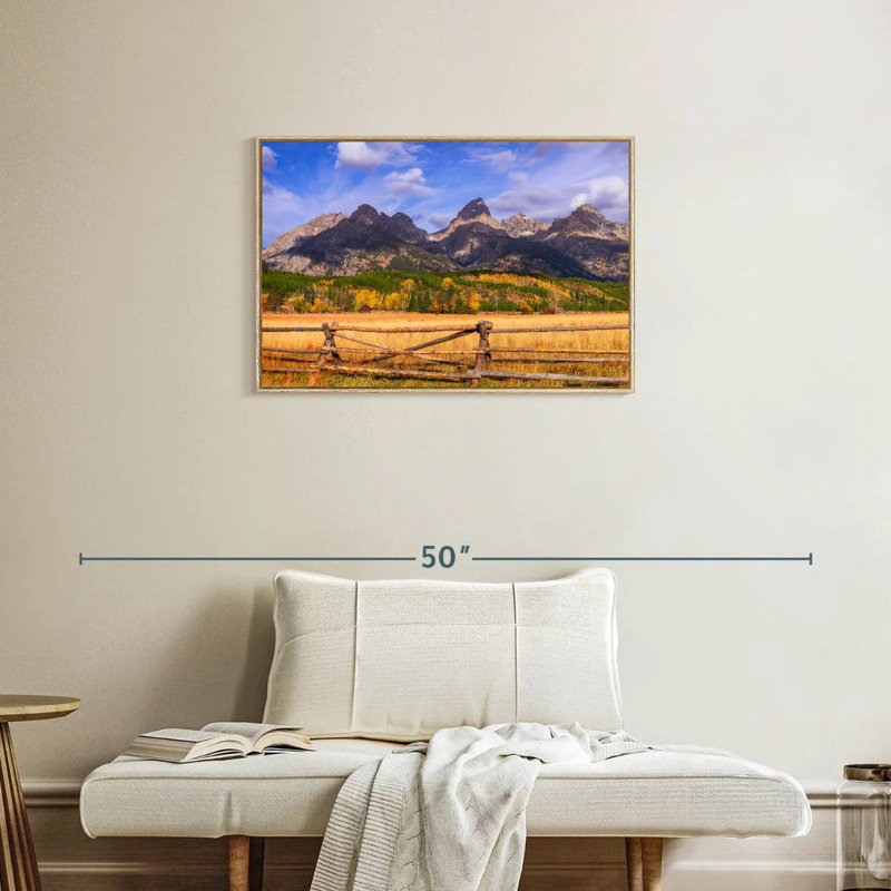 Paysage de Grand Teton, Cadre flottant en bois naturel, 31 po x 21 po