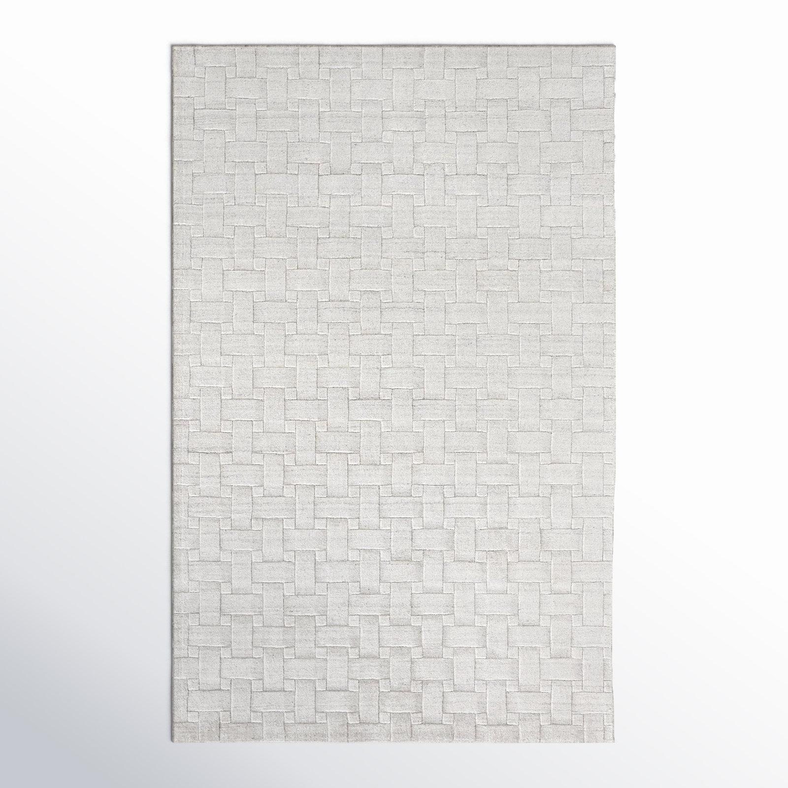 Shanta White Hand-Woven Geometric Viscose Rug, Rectangle 3'6" x 5'6"