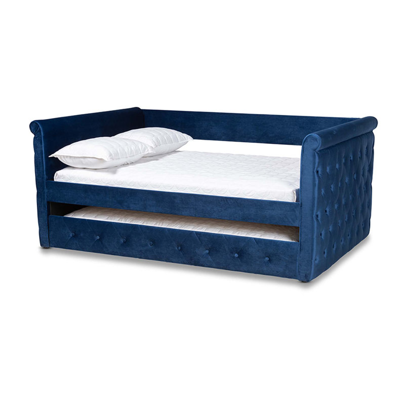 Samitha Upholstered Daybed, Full, Navy Blue Velvet
