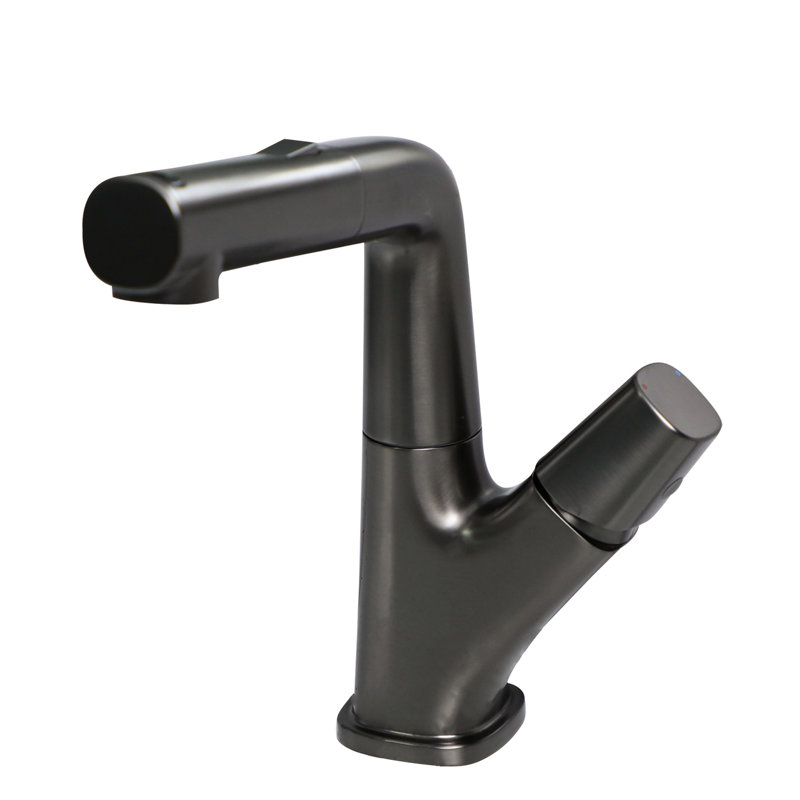 Pull - Down Bathroom Sink Faucet With Three Modes In Gunmetal Black, 90 Cm Hoses, Dual Mode Switch, 360 Rotating Spout, Temperature Adjustment , Ceramic Valve, Complete For Simple Installation Black