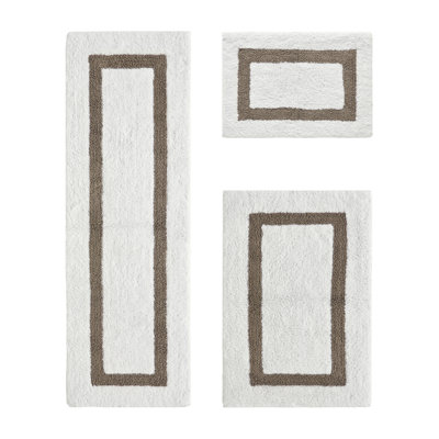 Ensemble de tapis de salle de bain réversible 100% coton ultra doux 3 pièces Atle