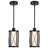 1 - Light Black Modern Drum Pendant Light with White Glass Shade for Kitchen Island