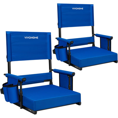 Height Adjustable High Back Stadium Seats with Back Support and Cushion (2 Pack) by Latitude Run