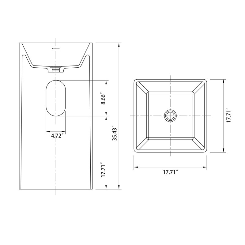 Lavabo sur pied de luxe Giving Tree, lavabo à surface solide autoportant pour salle de bain, Marbre - carré