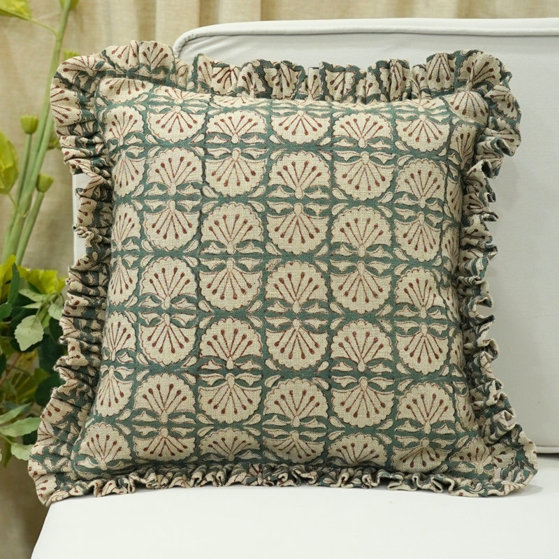 Coussin décoratif imprimé à la main Fab divine, Rectangulaire, Vert, H 20 po x l 12 po