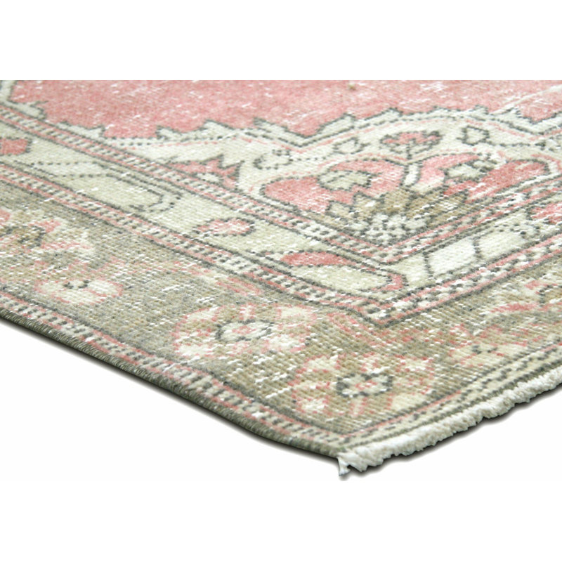Tapis de couloir unique en laine noué à la main des années 1960 de 4 pi 3 po x 11 pi 11 po en rouge / ivoire / brun