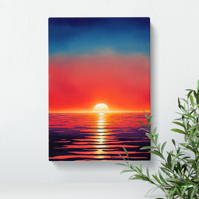 XC1022-627X An Ocean Sunset Watercolour No.7 - Wrapped Canvas Print, 60cm H x 40cm W x 3cm D