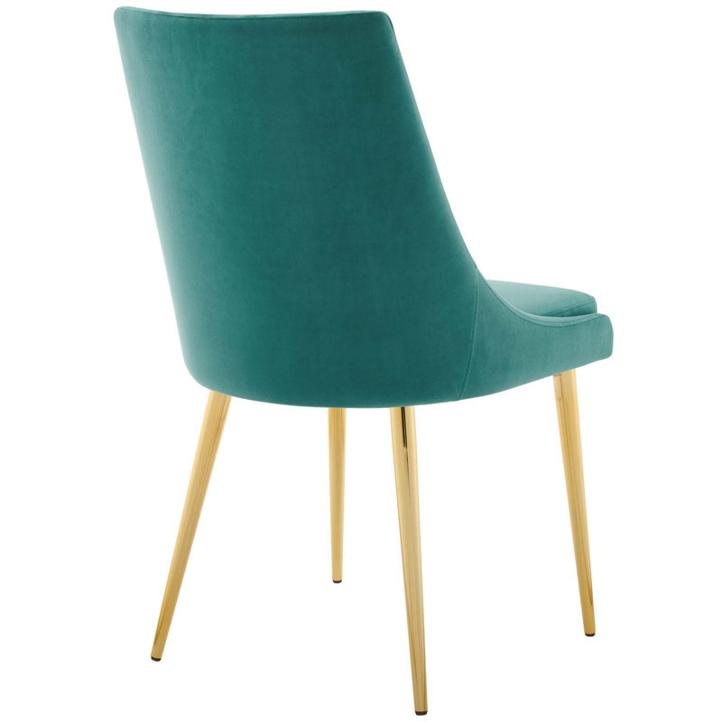 Teal Velvet Upholstered Accent Dining Chair with Metal Legs