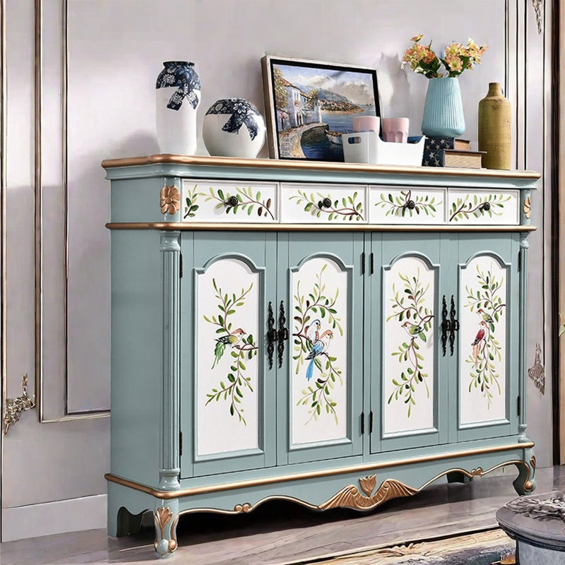 Buffet décoratif rétro en bois peint rétro