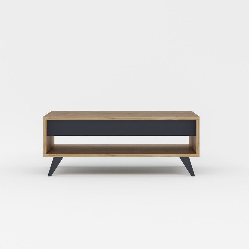 Modern Coffee Table in Sapphire Oak, 35.4 x 15.0 x 23.6 inches | 100% Melamine Coated Particle Board, Thickness: 0.7 inches | Stylish & Functional Design for Living Room & Lounge Spaces, Durable & Elegant Finish