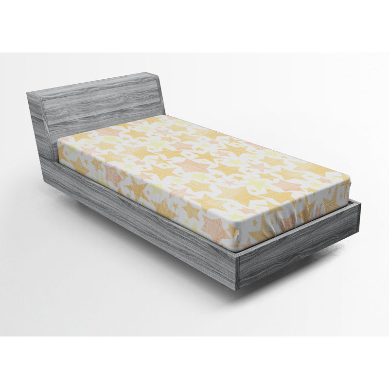 Microfiber Fitted Sheet, Twin Fitted Sheet, Yellow/Salmon Bird