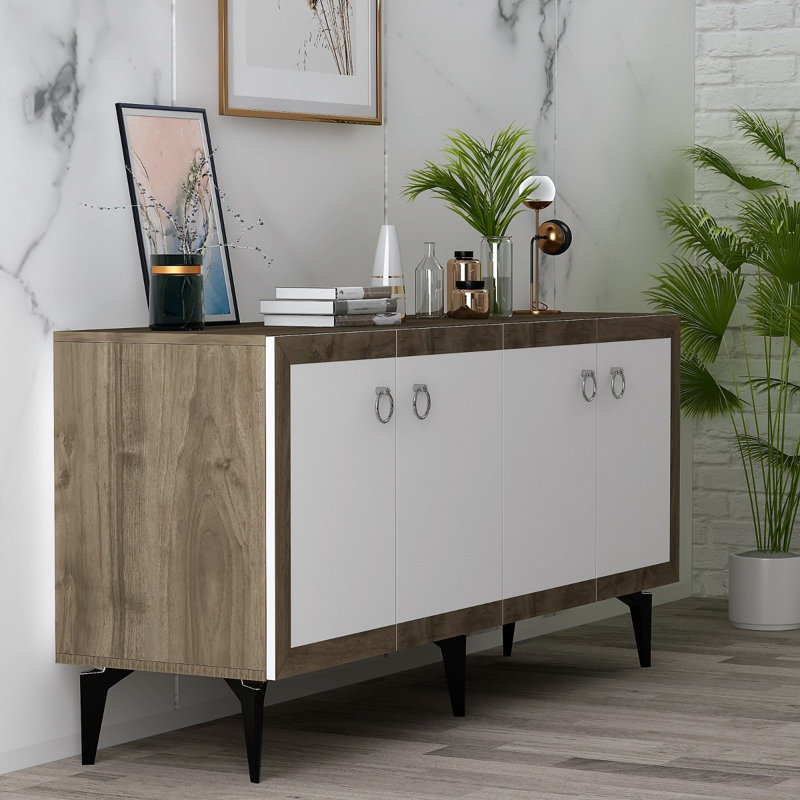 Tylor 150cm Console Table, White/Brown