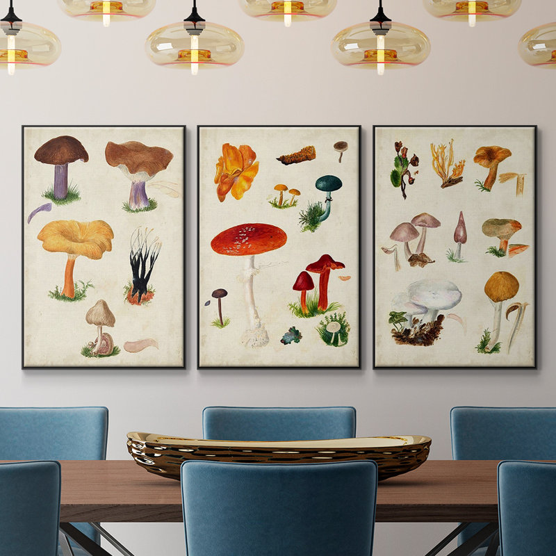 " Mushroom Species VI " 3 - Pieces, H 24 po x l 48 po x P 2 po, Noir