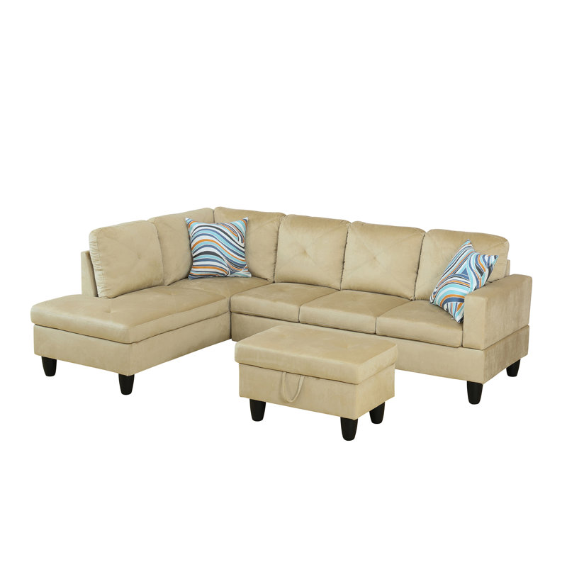 Museville 3-Piece Living Room Sofa Set, Beige, Black
