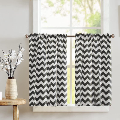 Cotton Blend Chevron Tailored Cafe Curtain