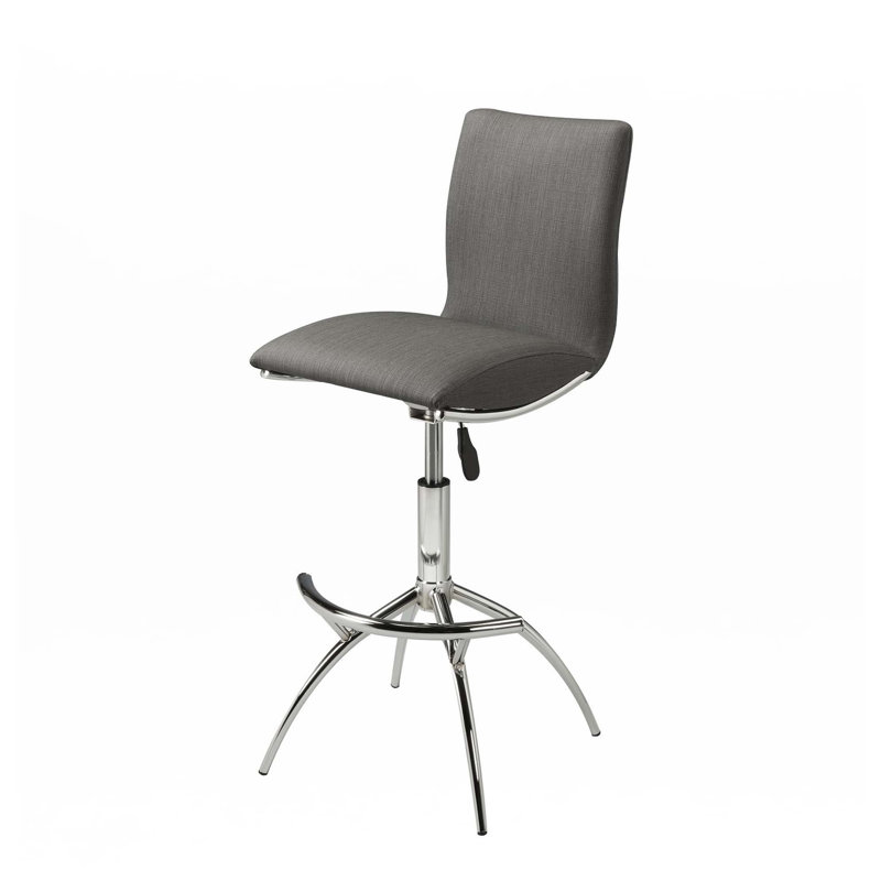 Tabouret de bar texturé en similicuir / hauteur réglable chrome, Gris