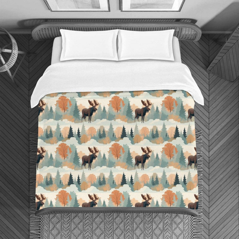 Moose Forest Duvet Cover, Queen Duvet Cover