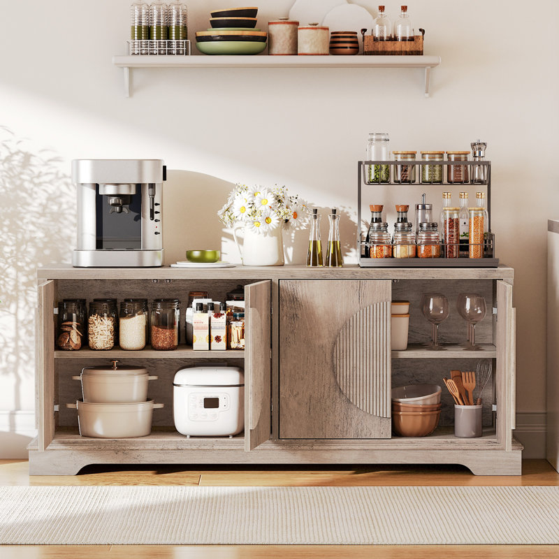 Sideboard Buffet Cabinet With Push-to-open Doors, Storage Cabinet With Adjustable Shelves