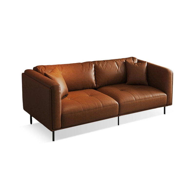 Coussin de canapé de couleur unie en cuir véritable standard, H 31,5 po x l 84,65 po x P 35,43 po