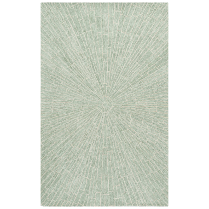 Marquee 507 Hand Tufted Wool/Cotton Starburst Rug in Light Green/Beige, Rectangle 8' x 10'