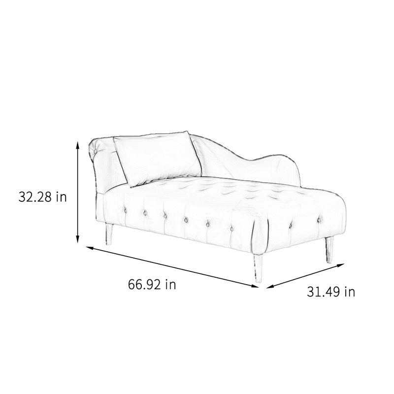 Retro elegant solid wood casual chaise lounge, Left Hand Facing, Blue