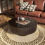 Table basse ronde fabriquée à la main avec relief et pédale-1455385273