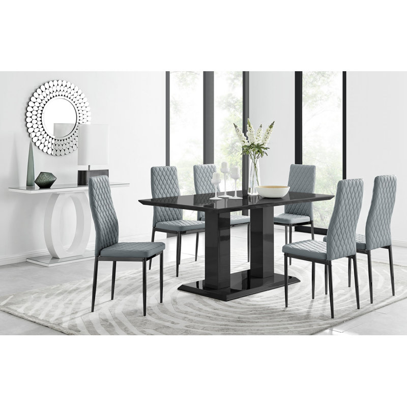 Edzard 6 - Person Dining Set, Grey/Black
