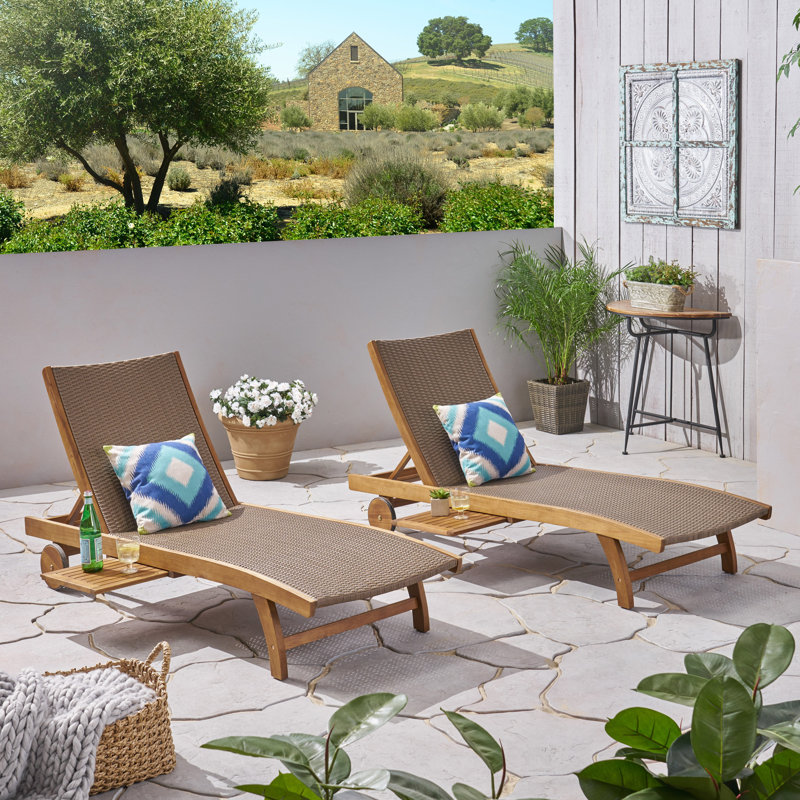 Kingsteignt Outdoor Chaise Lounge, Teak/Brown